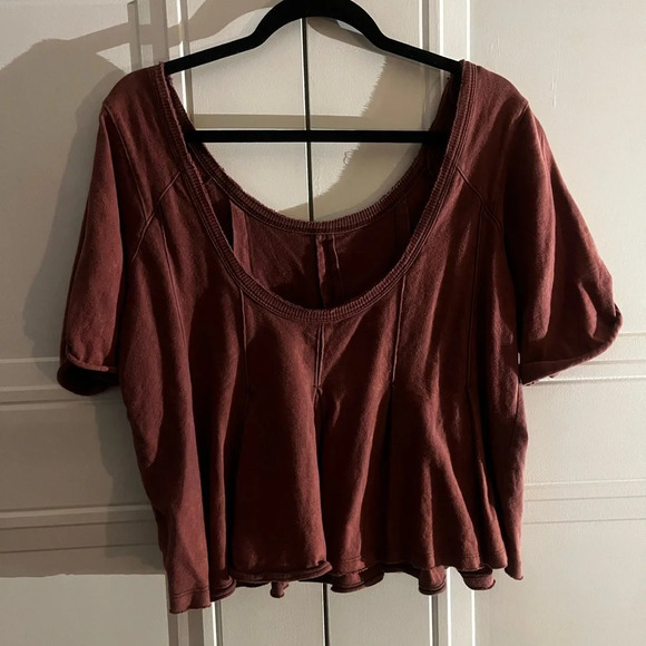 Free People Distressed Mauve Pink Scoop top - Picture 3 of 6